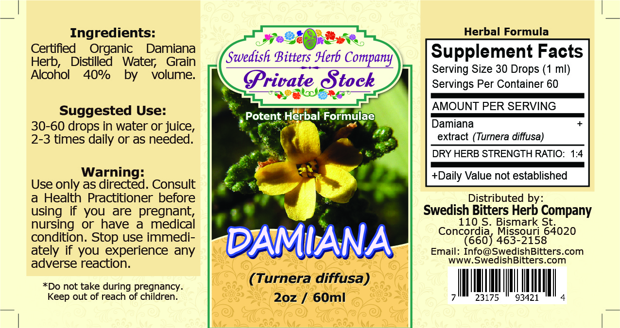 Damiana Herb, tincture (2oz/59ml) - Swedish Bitters Herb Company Private Stock