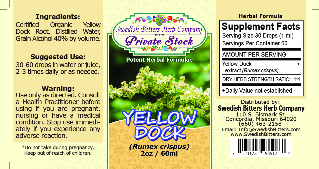Yellow Dock, tincture (2oz/59ml) - Swedish Bitters Herb Company Private Stock