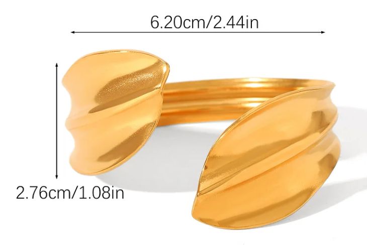 Titanium Steel Bracelet 18k Gold Plated Open Bangle