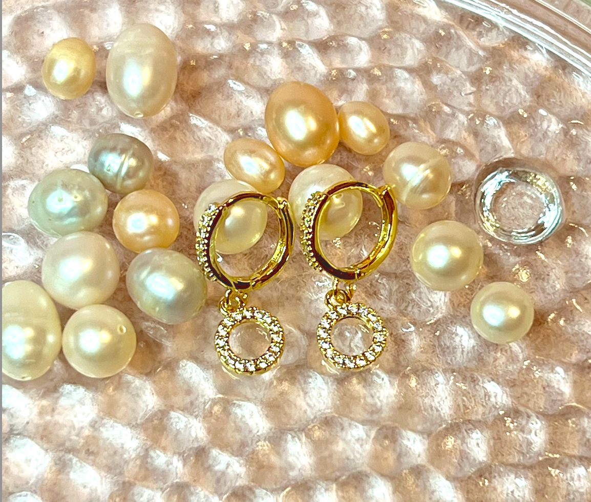 Circle Pave Diamond Huggies Drop Earrings