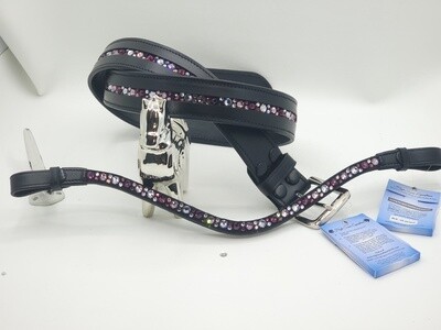 Amethyst, Lt Amethyst and Clear Hot Fix No Snag, Easy On/Off Snap Leather Browband