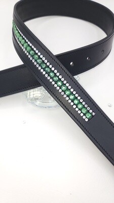 Ernite and Clear - Brilliant 3 Row “NO SNAG” Hot Fix Glass Crystal High Quality Leather Belt with “EASY SWITCH” Snap On/Off Buckle
