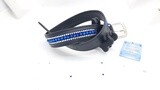 Sapphire  and Clear - Brilliant 3 Row - “NO SNAG” Glass Crystal – High Quality BLACK Leather Belt - “EASY SWITCH” Snap On/Off Buckle