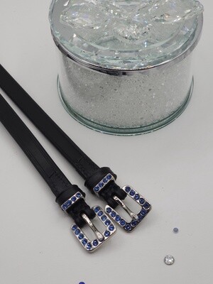 Med. Sapphire Crystal/Chrome Buckle High Quality English Leather with High Quality GLASS CRYSTALS