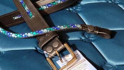 Aquamarine, Blue Zircon and Sapphire - &quot;NO SNAG&quot; Mix Pattern Hot Fix Glass Crystal Easy Snap On/Off – Browband