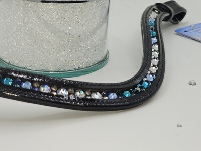 BALAYAGE Blue Clear and Aqua - PATENT Leather Mix Hot Fix “NO SNAG” PRECIOSA Glass Crystal Browband