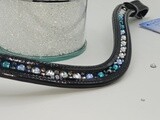 Blue Clear and Aqua BALAYAGE - Mix Hot Fix “NO SNAG” ARIANA Glass Crystal BLACK PATENT Leather Browband