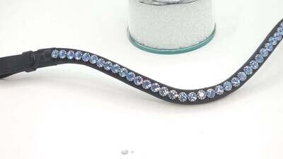 Lt. Sapphire Blue 40SS1 Row 40ss PRECIOSA Glass Crystal Easy Snap On/Off – Leather Browband