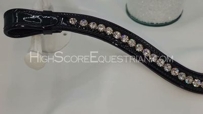 MAGNIFICENT!!!! Patent Leather 1 Row 40ss CRYSTAL CLEAR PRECIOSA Glass Crystal Easy Snap On/Off Browband
