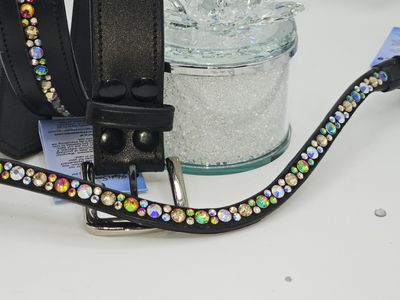 V1-Every color Imaginable - Mix Hot Fix “NO SNAG” ARIANA Glass Crystal - Leather Browband