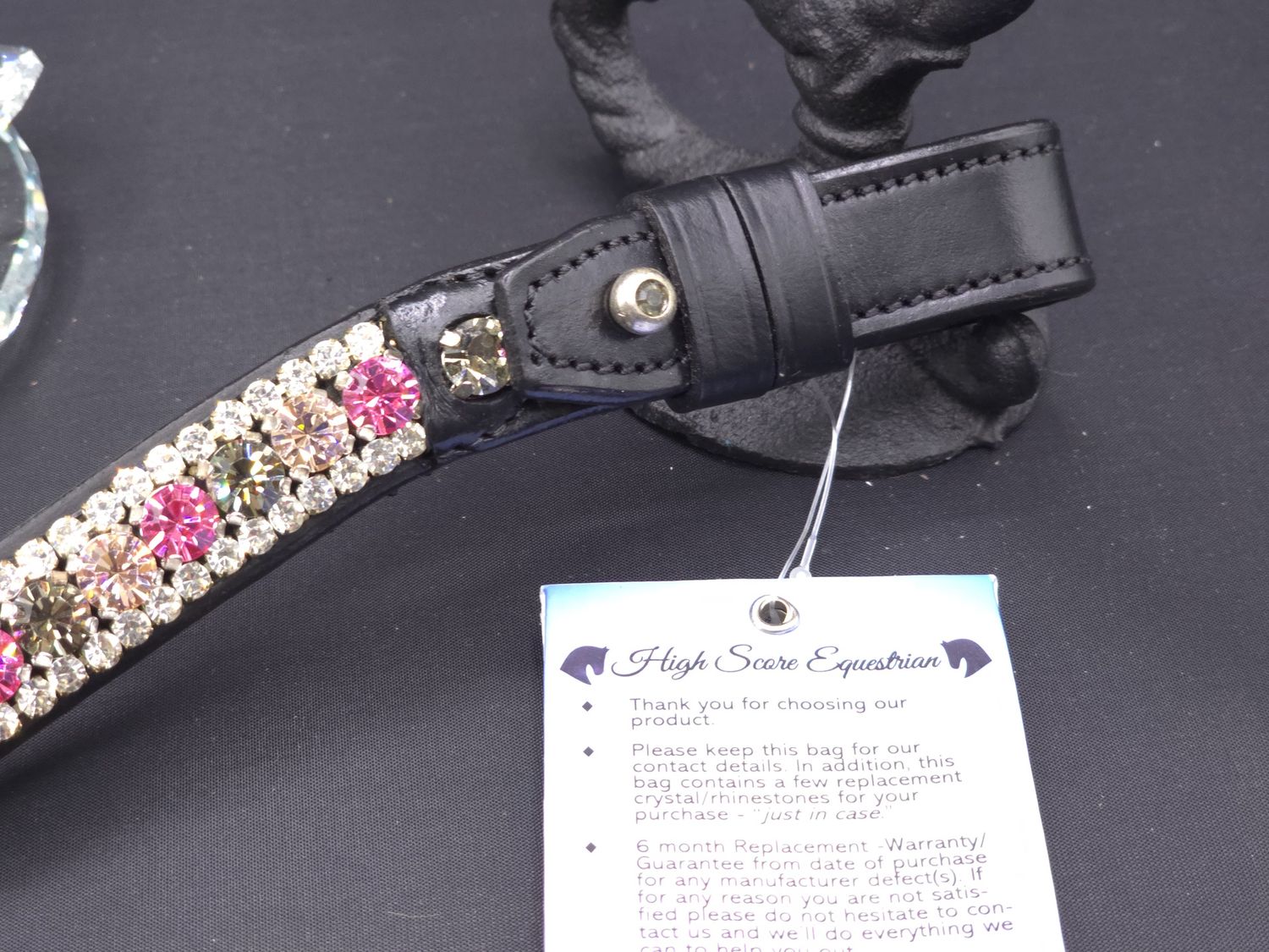 X-Deep U   * 3 Row (8.5mm, 4mm PRECIOSA Glass Crystal)   * Easy On/Off Crystal Rivet Button Closure   * BLACK or BROWN Italian Leather Browband   * Pink Rose, Black Daimond, Gold Quartz Crystals