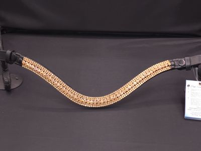 5 Row (6.5mm, 3mm Size PRECIOSA Glass Crystal)   * Easy On/Off Snap   * BLACK or BROWN Leather Browband  * Rose Gold -V1