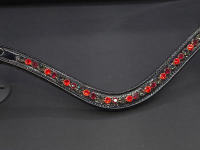 Siam and Black Diamond 1 Row 40ss PRECIOSA Glass Crystal Easy Snap On/Off –BLACK PATENT Leather Browband