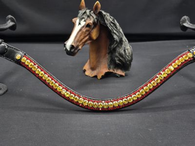 Colors of Spain X-Deep U * 3 Row (6.5mm, 3mm Size PRECIOSA Glass Crystal) * Easy On/Off Snap * BLACK or BROWN Italian Leather Browband * Jet Black, Black and Clear Diamond Crystals * - Citrine Colors of Spain X-Deep U * 3 Row (6.5mm, 3mm Size PRECIOSA Glass Crystal) * Easy On/Off Snap * BLACK or BROWN Italian Leather Browband * Jet Black, Black and Clear Diamond Crystals * - Citrine