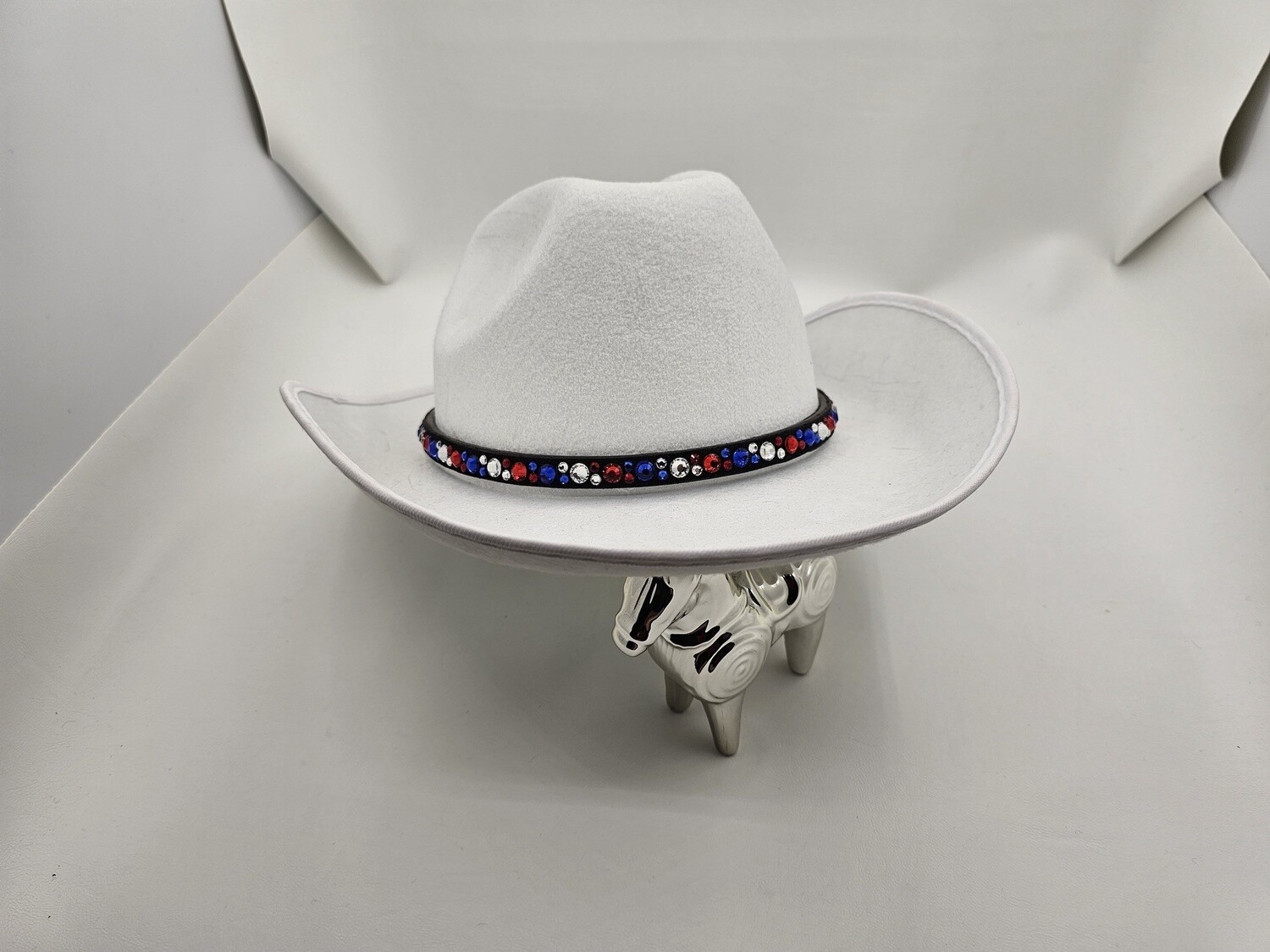 Red White and Blue Crystal Cowboy Hat Band