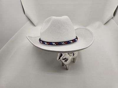 Red White and Blue Crystal Cowboy Hat Band