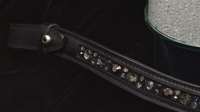 X-Deep U * Mix (6.5/4m ARIANA “NO SNAG Secure-Stitch" Hot Fix Glass Crystal) * Easy On/Off Crystal Rivet Button Closure   * BLACK or BROWN Italian Leather Browband *Black Diamond, Graphite &amp; Hematite