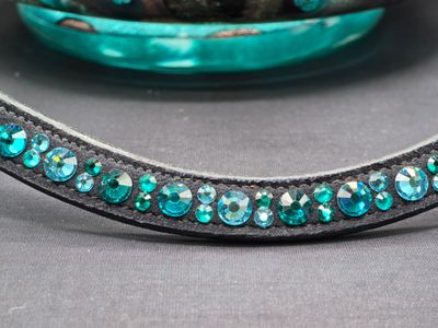 NO Snag Lt. Turquoise, Blue Zircon, Indicolite Snap On Browband