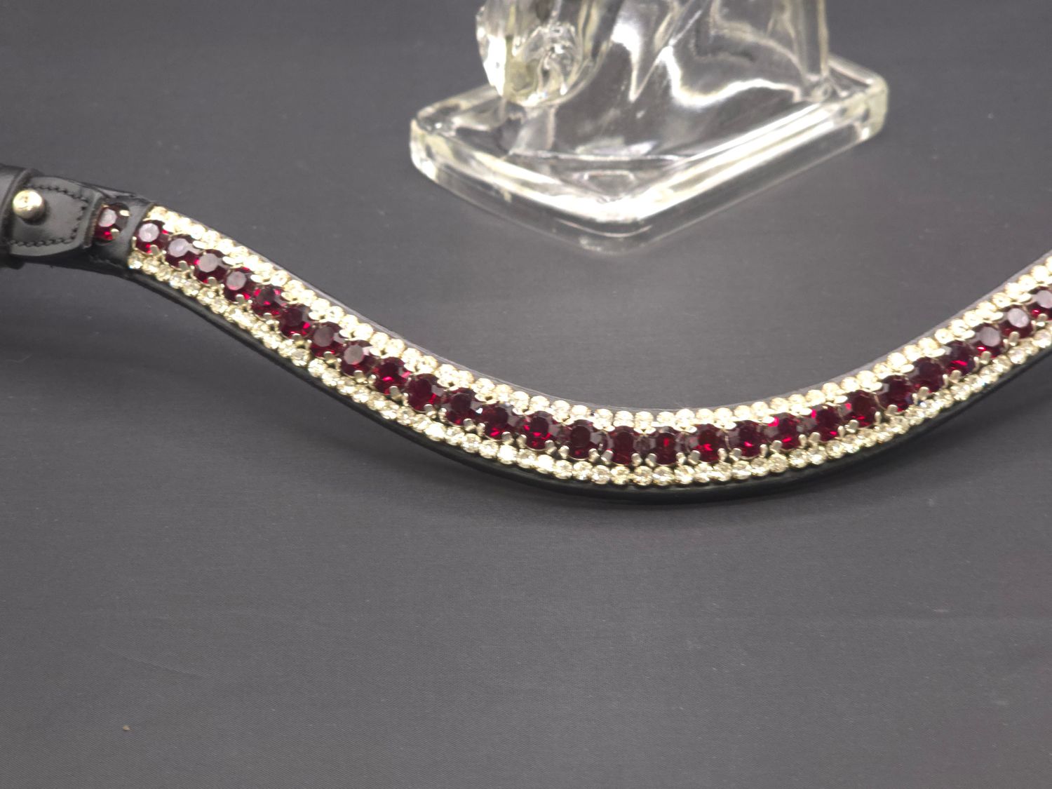 Deep Wine (Siam Red) &amp; Clear Crystal  Easy On/Off Rivet Browband
