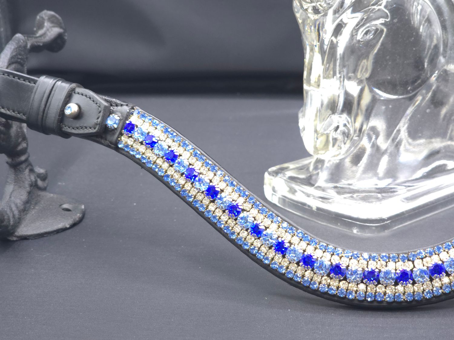 Sapphire and Clear PRECIOSA Crystal  Easy On/Off Crystal Rivet Browband