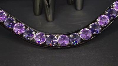 X-Deep U   * 1 Row RIVOLI (12mm PRECIOSA Glass Crystal)   * Easy On/Off Crystal Rivet Button Closure   * BLACK or BROWN Italian Leather Browband  *  Tanzanite &amp; Violet Crystals