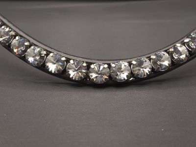 X-Deep U   * 1 Row RIVOLI  (12mm PRECIOSA Rivoli Glass Crystal)   * Easy On/Off Crystal Rivet Button Closure   * BLACK or BROWN Italian Leather Browband  * Nightfall Crystals