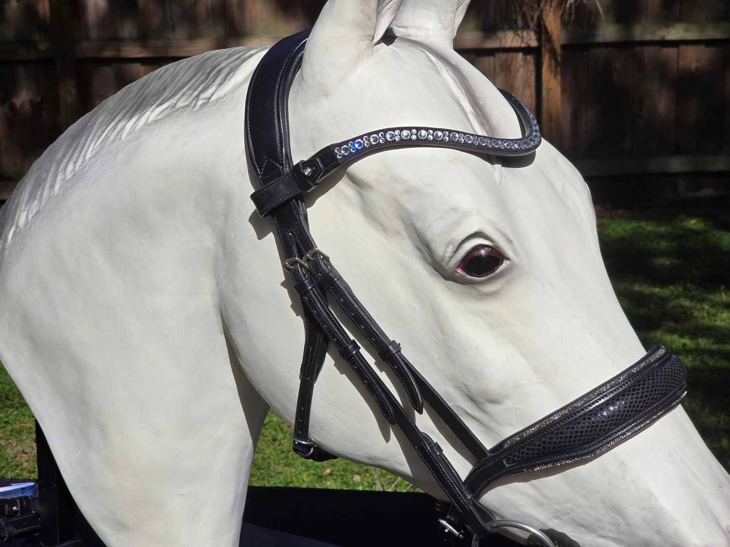 EctoComfort Single Brilde BLACK or BROWN Italian and Calfskin All Leather BRIDLE with Crystal Browband