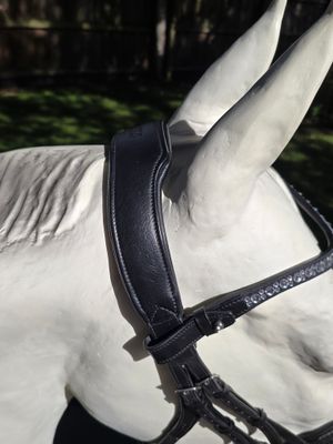 EctoComfort Single Brilde BLACK or BROWN Italian and Calfskin All Leather BRIDLE with Crystal Browband