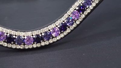 X-Deep U   * 3 Row (8.5mm, 4mm PRECIOSA Glass Crystal)  * Easy On/Off Snap   * BLACK or BROWN Italian Leather Browband  *   *BLACK or BROWN Leather Browband  *Tanzanite, Deep Tanz., Violet &amp; Clear Cry