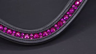 X-Deep U  *  Mix Pattern (7mm, 4mm ARIANA “NO SNAG Secure-Stitch"  Hot Fix Glass Crystal)  *  Easy On/Off Snap   * Channel Set Padded Back BLACK or BROWN Italian Leather Browband  * Fuchsia PINK Cryst