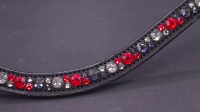 X-Deep U  *  Mix Pattern (7mm, 4mm ARIANA “NO SNAG Secure-Stitch"  Hot Fix Glass Crystal)  *  Easy On/Off Snap   * BLACK Italian Leather Browband  *Siam, Graphite,  Black Diam Crystals
