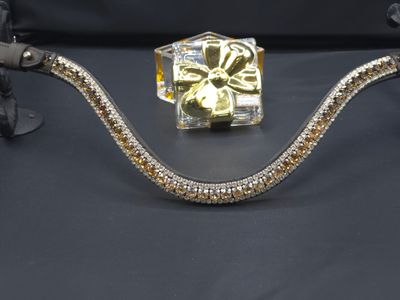 X-Deep U   * 3 Row Ombre (8.5mm, 4mm PRECIOSA Glass Crystal)   * Easy On/Off Crystal Rivet Button Closure   * BLACK or BROWN Italian Leather Browband   *Golden Honey, Lt Colorado Topaz, Smoked Topaz