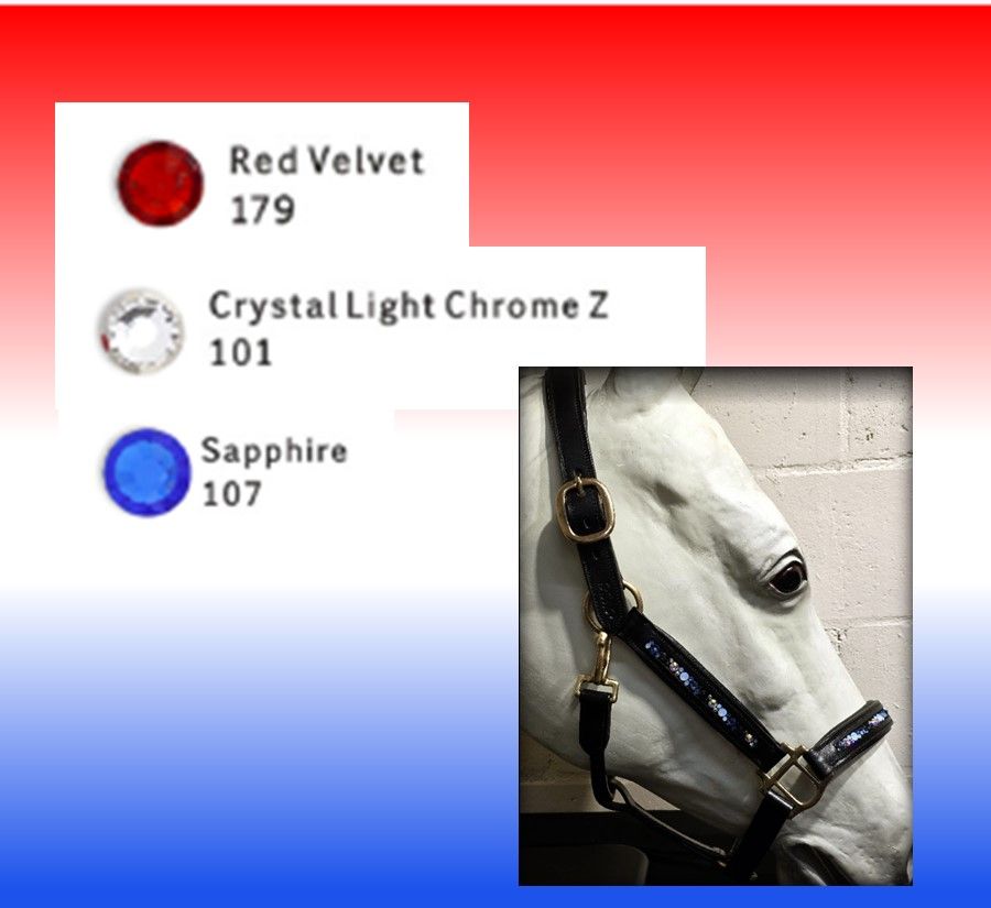 EctoExquisite CRYSTAL HALTER -  Red, White (Clear), Blue Crystal Mix