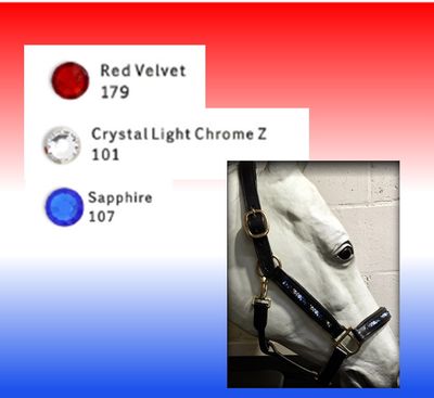 EctoExquisite CRYSTAL HALTER -  Red, White (Clear), Blue Crystal Mix