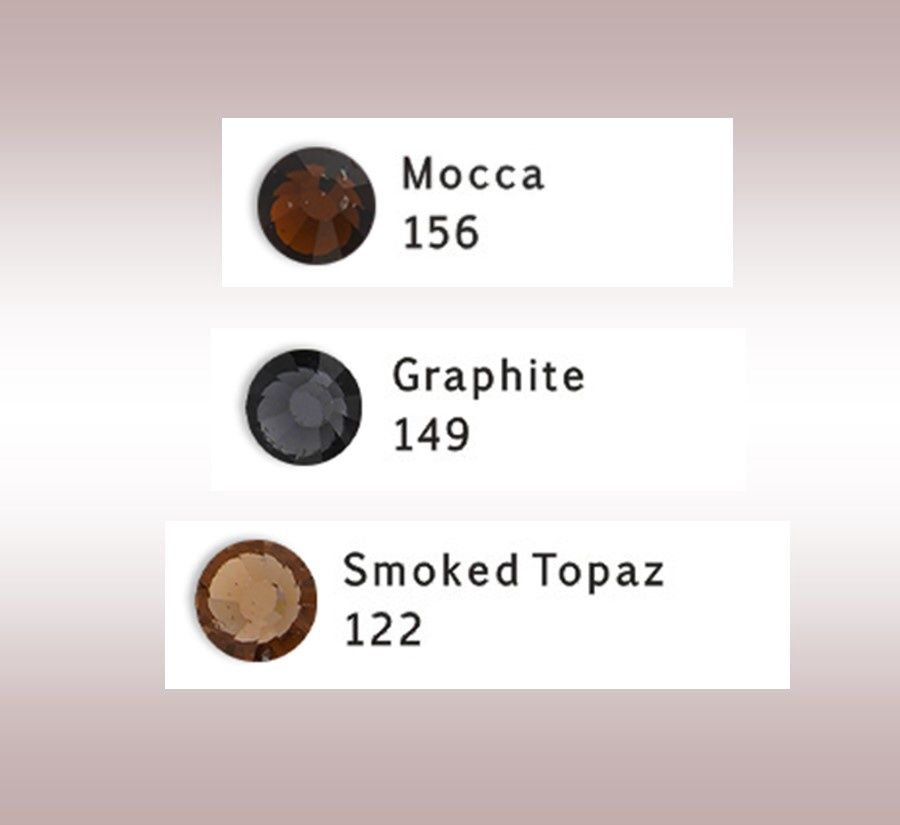 Med. Deep U  *  Mix Pattern (7mm, 4mm ARIANA “NO SNAG Secure-Stitch" Hot Fix Channel Set Glass Crystal)  *  Easy On/Off Snap* BLACK or BROWN Italian Leather Browband  *Mocca, Graphite, Smk. Topaz Crys