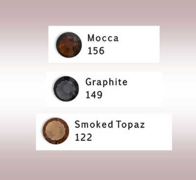 Med. Deep U  *  Mix Pattern (7mm, 4mm ARIANA “NO SNAG Secure-Stitch" Hot Fix Channel Set Glass Crystal)  *  Easy On/Off Snap* BLACK or BROWN Italian Leather Browband  *Mocca, Graphite, Smk. Topaz Crys