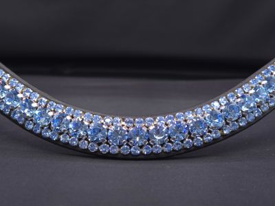 Med. U Shape 3 Row (8.5/4m PRECIOSA Glass Crystal)  * Easy On/Off Crystal Rivet Button Closure   *BLACK or BROWN Leather Browband  * Sapphire Crystals