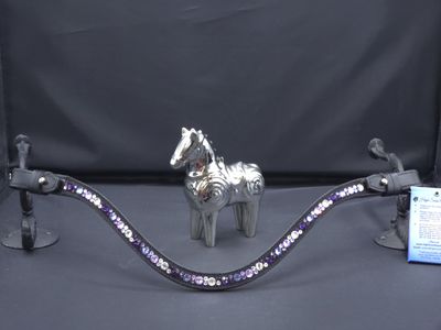 X-Deep U  * Mix Pattern (7/4mm ARIANA “NO SNAG Secure-Stitch" Hot Fix Glass Crystal)   * Easy On/Off Crystal Rivet Button Closure   * BLACK or BROWN Italian Leather Browband  *Tanzanite, Violet &amp; Clea