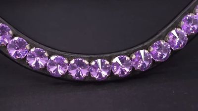 X-Deep U   * 1 Row (11 mm PRECIOSA Glass Crystal)   * Easy On/Off Crystal Rivet Button Closure   * BLACK or BROWN Italian Leather Browband  *Violet Crystal