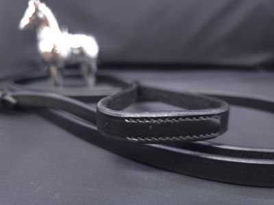 3/8 Inch Curb REINS - Highest Quality Calf Skin BLACK or BROWN Leather (NO Stops)