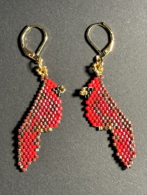 Cardinal with 24K Gold Plated Lever Back Earrings