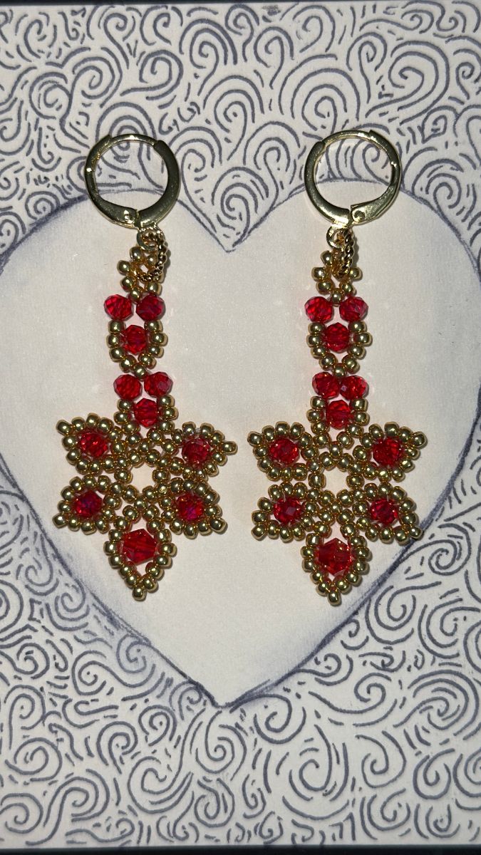 Hidden Mickey Ruby Red Lotus Leverback Earrings