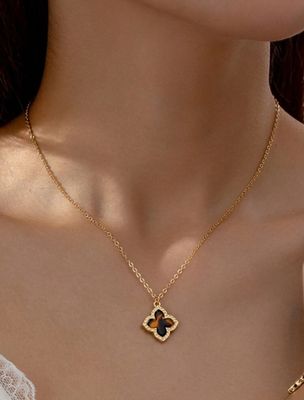 minimalist four leaf clover brown