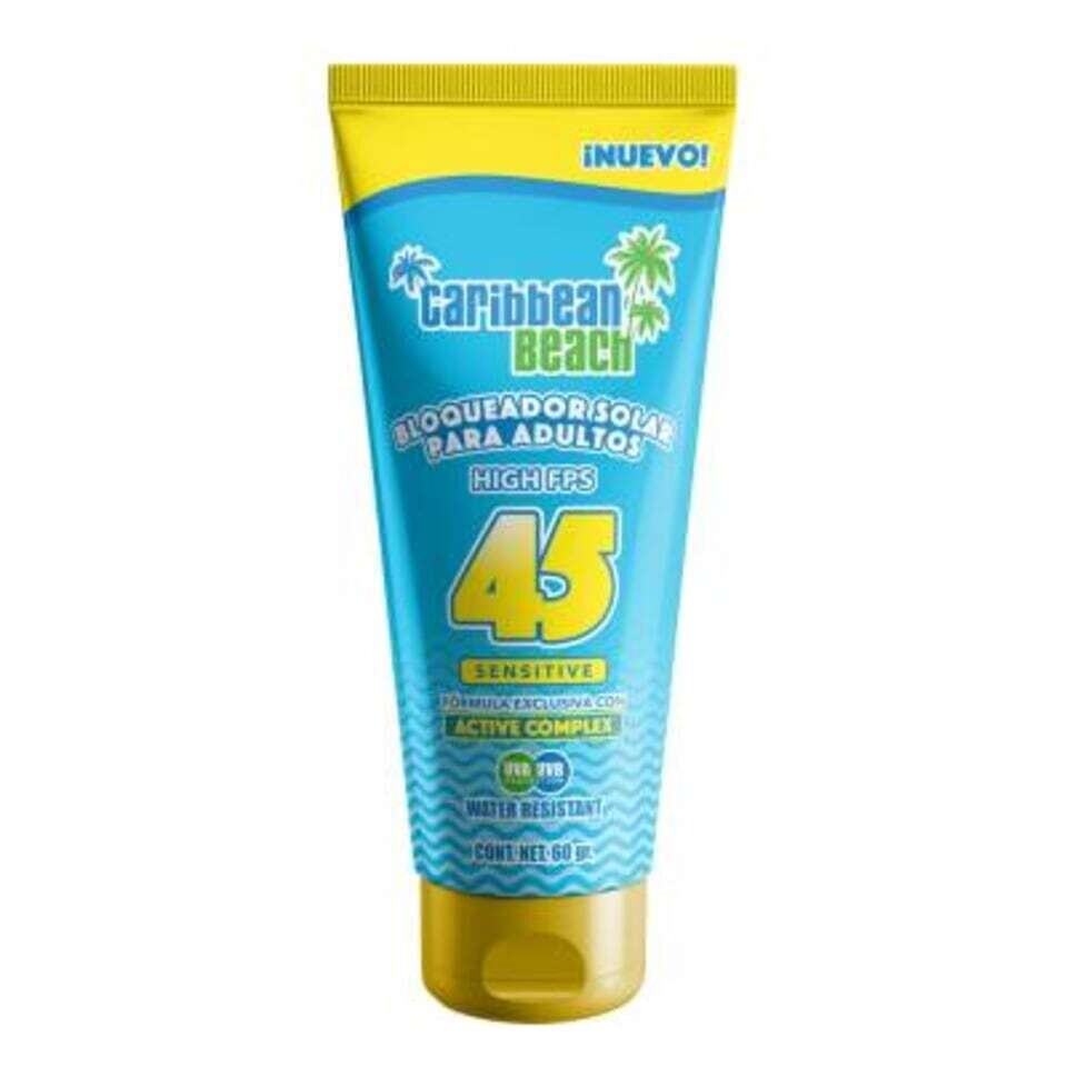 BLOQUEADOR SOLAR ADULTOS FPS 45+ CMA 60 G CARIBBEAN BEACH