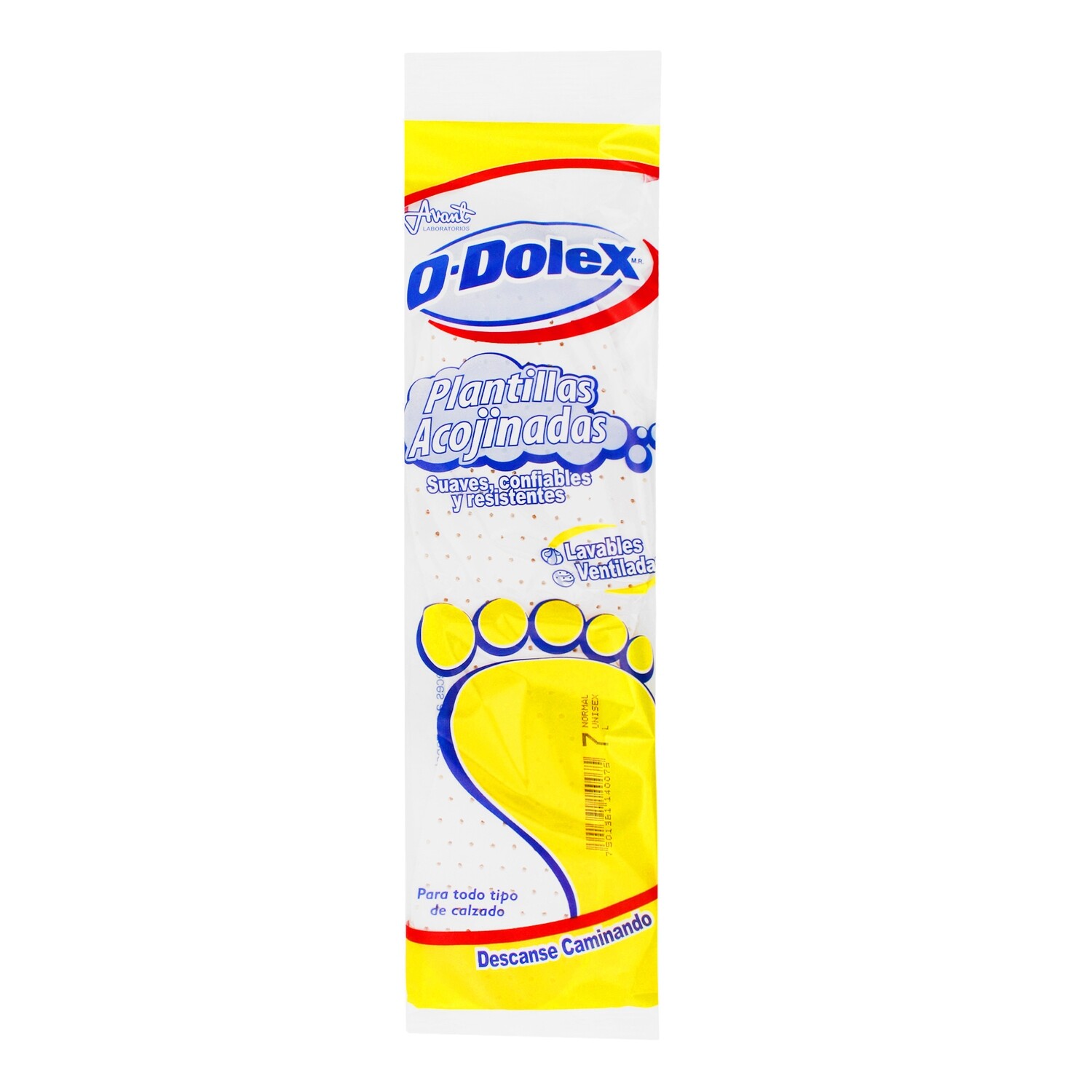 PLANTILLA ACOJINADA NO. 7 O-DOLEX NORMAL PAR UNISEX