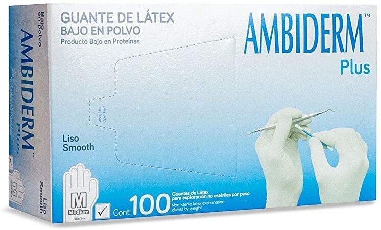 GUANTE MEDIANO NO ESTERIL 100 PZAS AMBIDERM PLUS