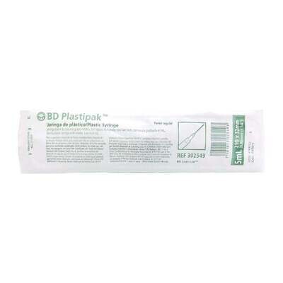 JERINGA 5 ML VERDE 21GX32MM PZA BD PLASTIPAK