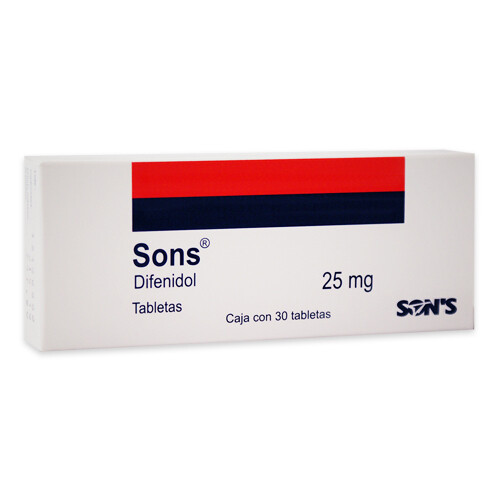 SONS DIFENIDOL 25 MG 30 TAB