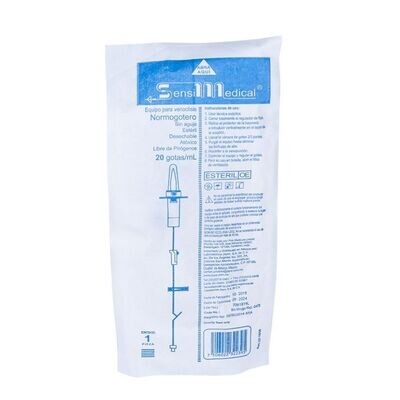 EQUIPO PARA VENOCLISIS NORMOGOTERO 20 GOTAS/ML SIN AGUJA PZA SENSIMEDICAL