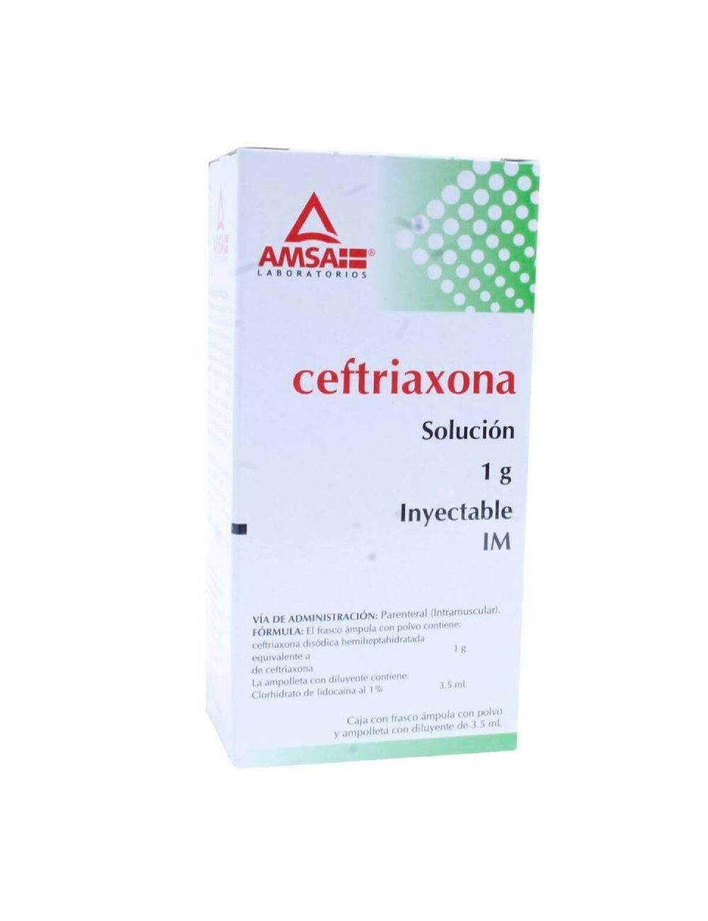 CEFTRIAXONA 1 G/3.5 ML IM AMP AMSA